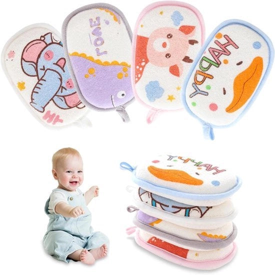 Saponi per Bambini - 4 Pezzi - Disegno Cartone | Saponi per Bambini per il Piacere del Bagno | Saponcini per Bambini con Alta Capacità di Assorbimento d'Acqua