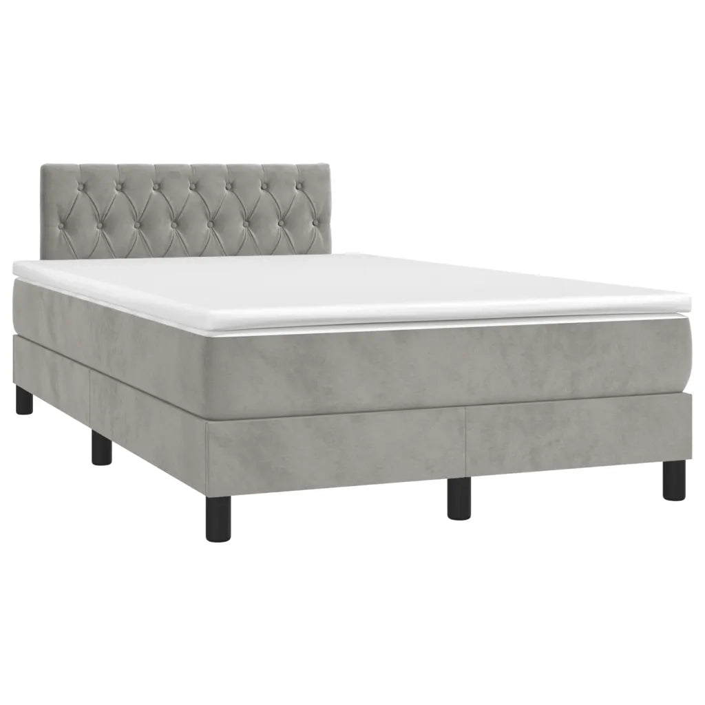 Giroletto a Molle con Materasso Grigio Chiaro 120x190cm Velluto