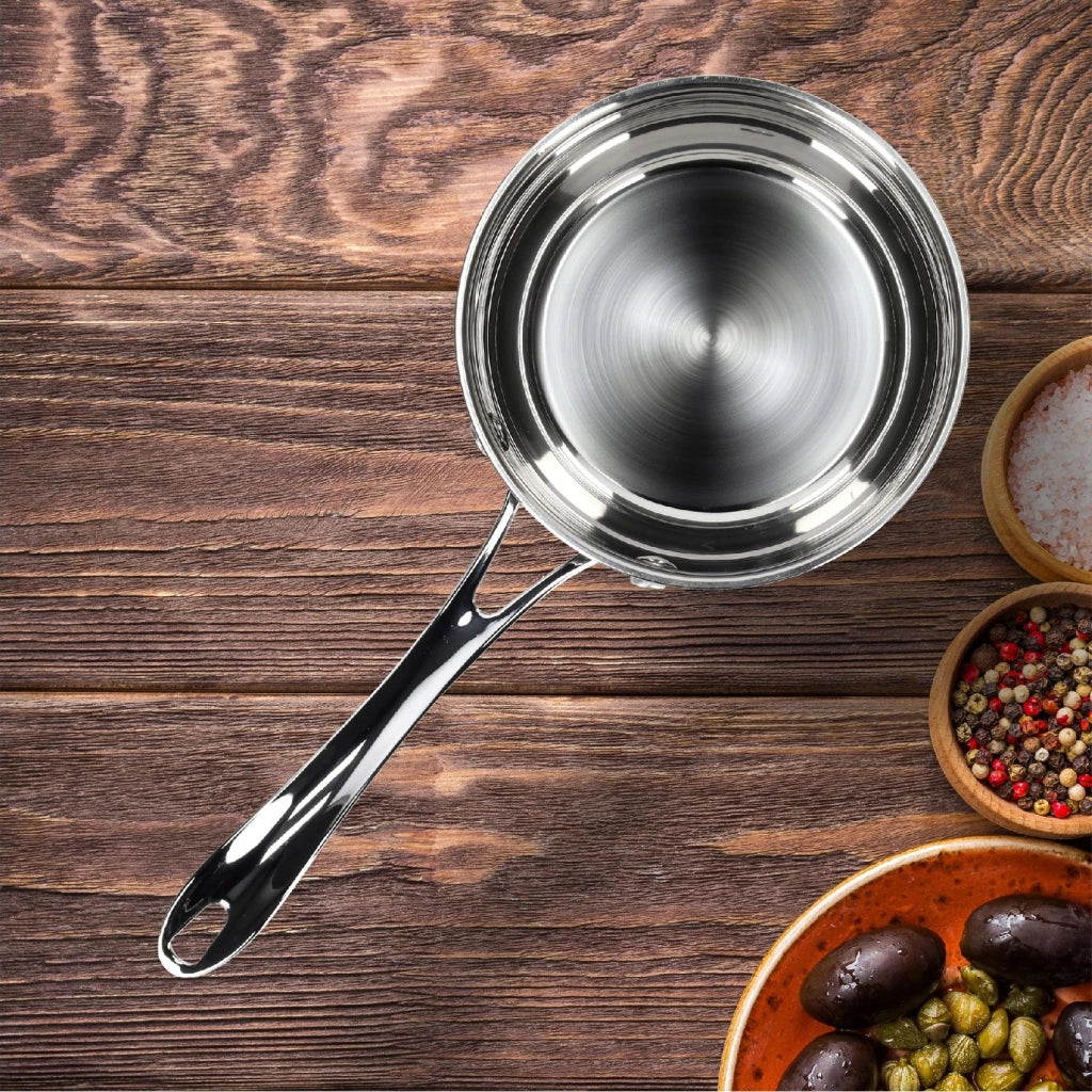Pentola KADAX in acciaio inox, 1,2 L, con manico, adatta a piani cottura a gas e a induzione.