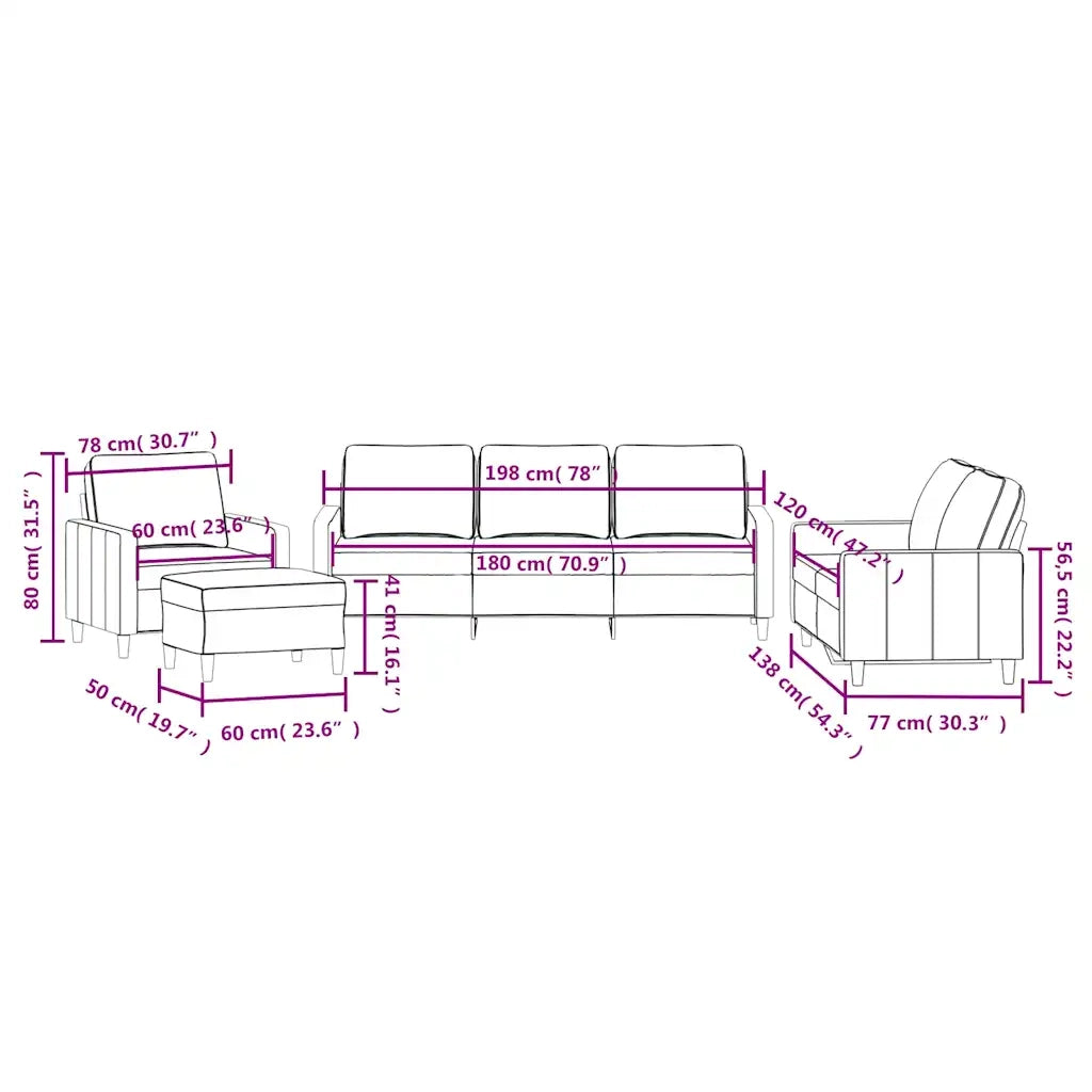 Set di Divani 4 pz con Cuscini Marrone in Velluto