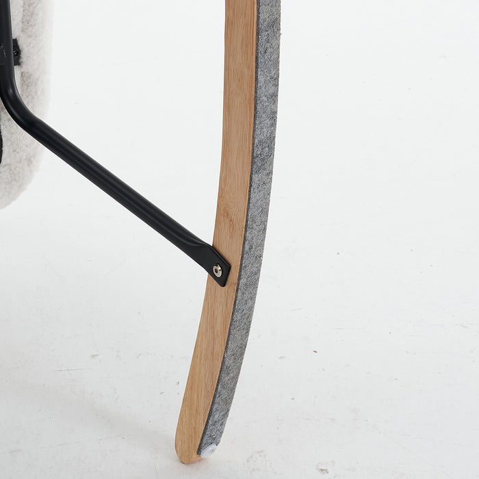 Poltrona a dondolo in tessuto teddy - Xylo - Imbottitura confortevole per soggiorno e camera da letto, bianco