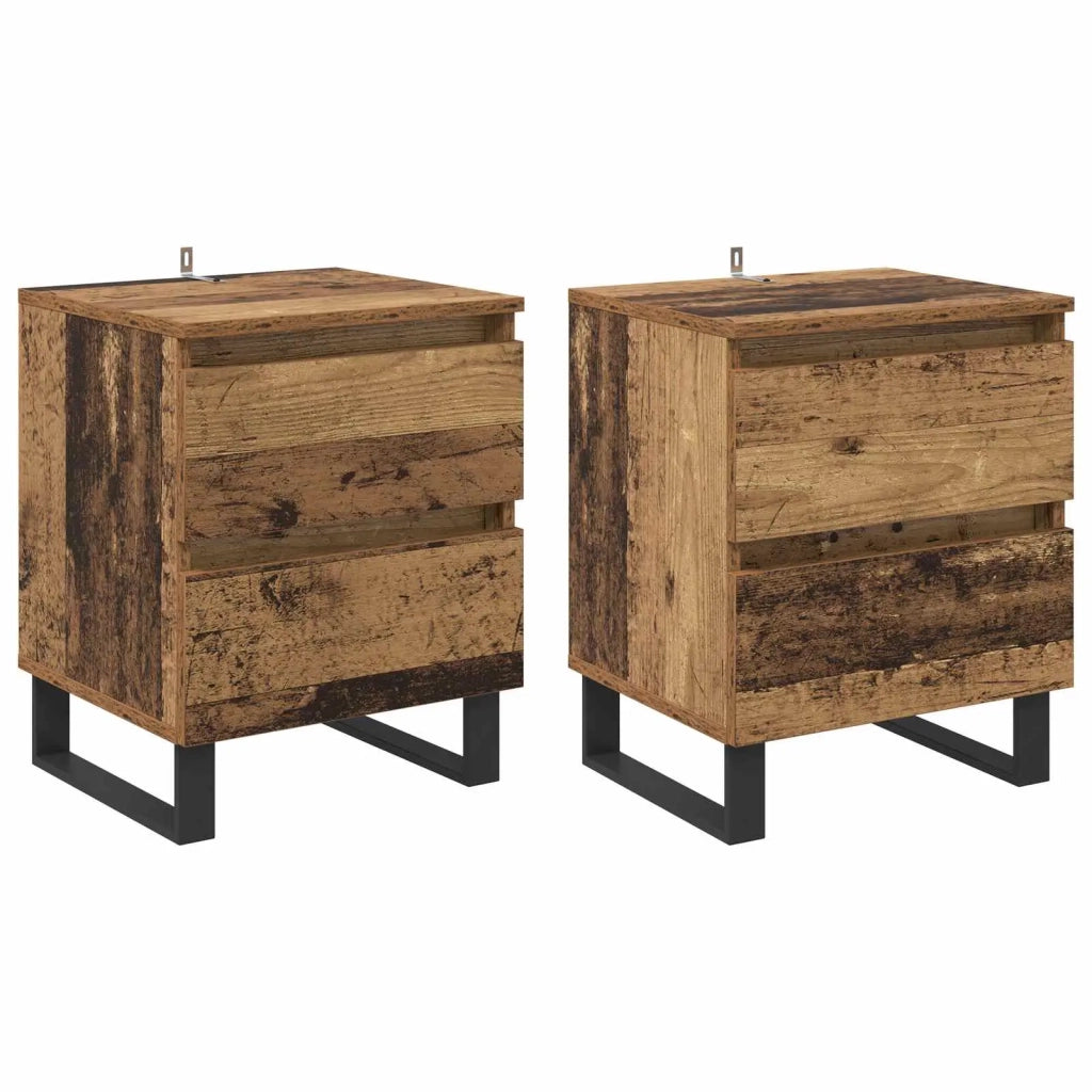 Armadio da Notte 2 pcs Legno vecchio 40 x 35 x 50 cm