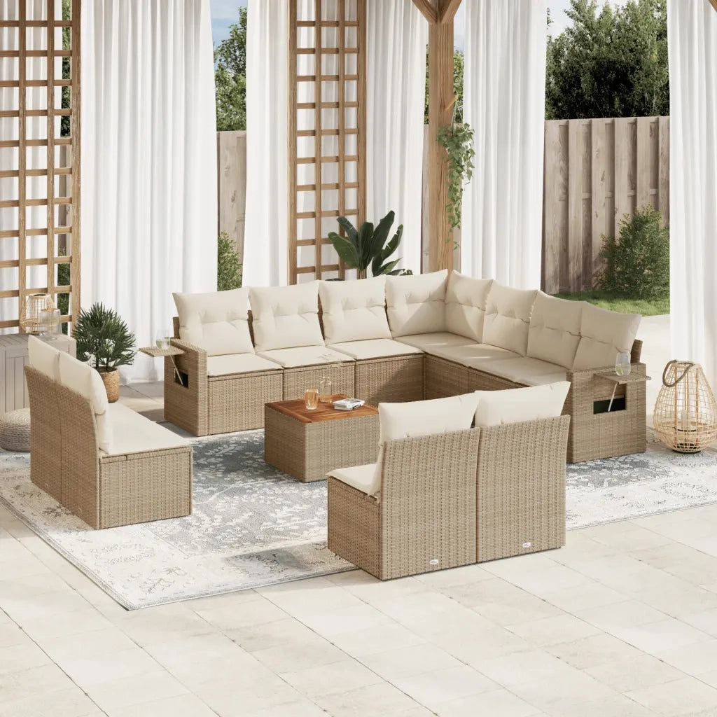 Set Divani da Giardino 12 pz con Cuscini Beige in Polyrattancod mxl 112936