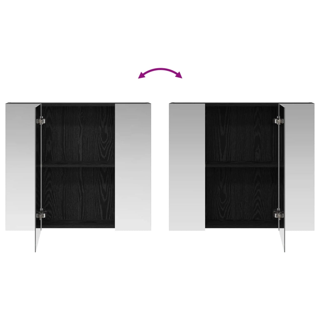 Mobiletto per specchio da bagno Rovere Nero 80 x 14.5 x 70 cm 889104