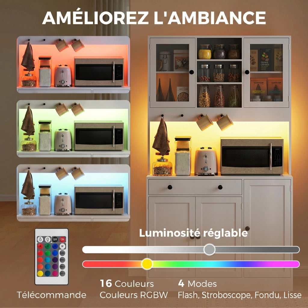 Armadio con ante scorrevoli, cassetto e illuminazione LED ¨C zephmum ¨C Bianco