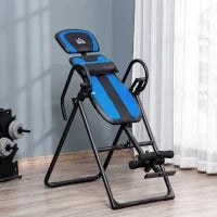 Panca a Inversione Pieghevole con Schienale regolabile 132x71x145cm, Nero e Blu