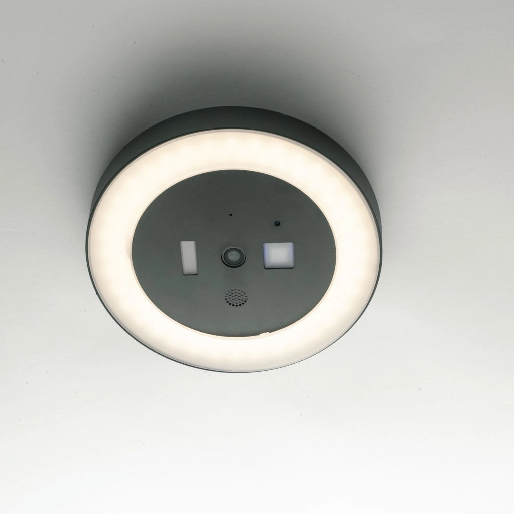 PLAFONIERA LED ZOOM ANTRACITE 30W 3600LM 4000K DIMMERABILE Wi-Fi IP54 CON VIDEOCAMERA 30X5,5CM