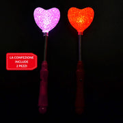 Trade Shop - Bacchetta Luminosa Cuore San Valentino Regalo Decorazione Led Gadget Festa 2 Pz -
