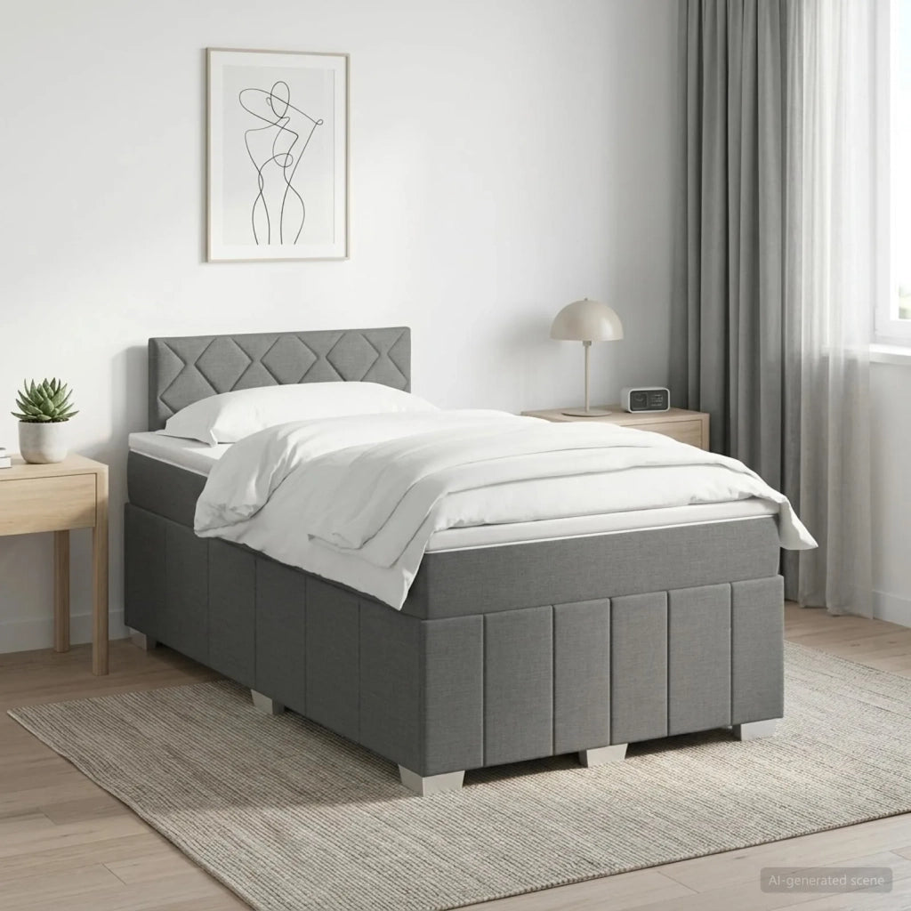 Letto box spring con materasso Grigio Scuro 120 x 190 cm 3451172