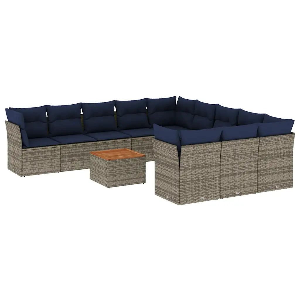 Set Divani da Giardino 12 pz con Cuscini Grigio in Polyrattan