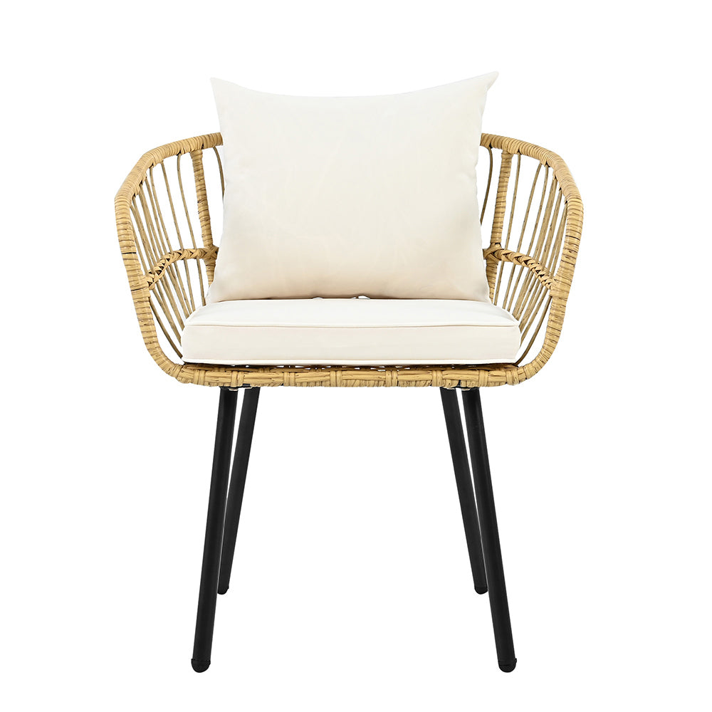 Set da giardino 5 pezzi - Xylo - Tavolo+2 sedie+2 sgabelli in rattan naturale