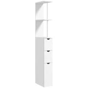 Mobiletto Colonna Bagno, Mobile Bagno con Cassetti, Mensole Aperte, Armadietto, 15 x 33 x 136,5 cm, Bianco