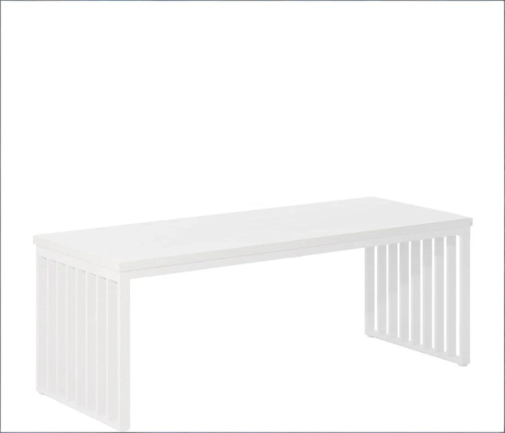 Scrivania doppia da ufficio 180 x 60 cm, piano in MDF, struttura in metallo, bianco