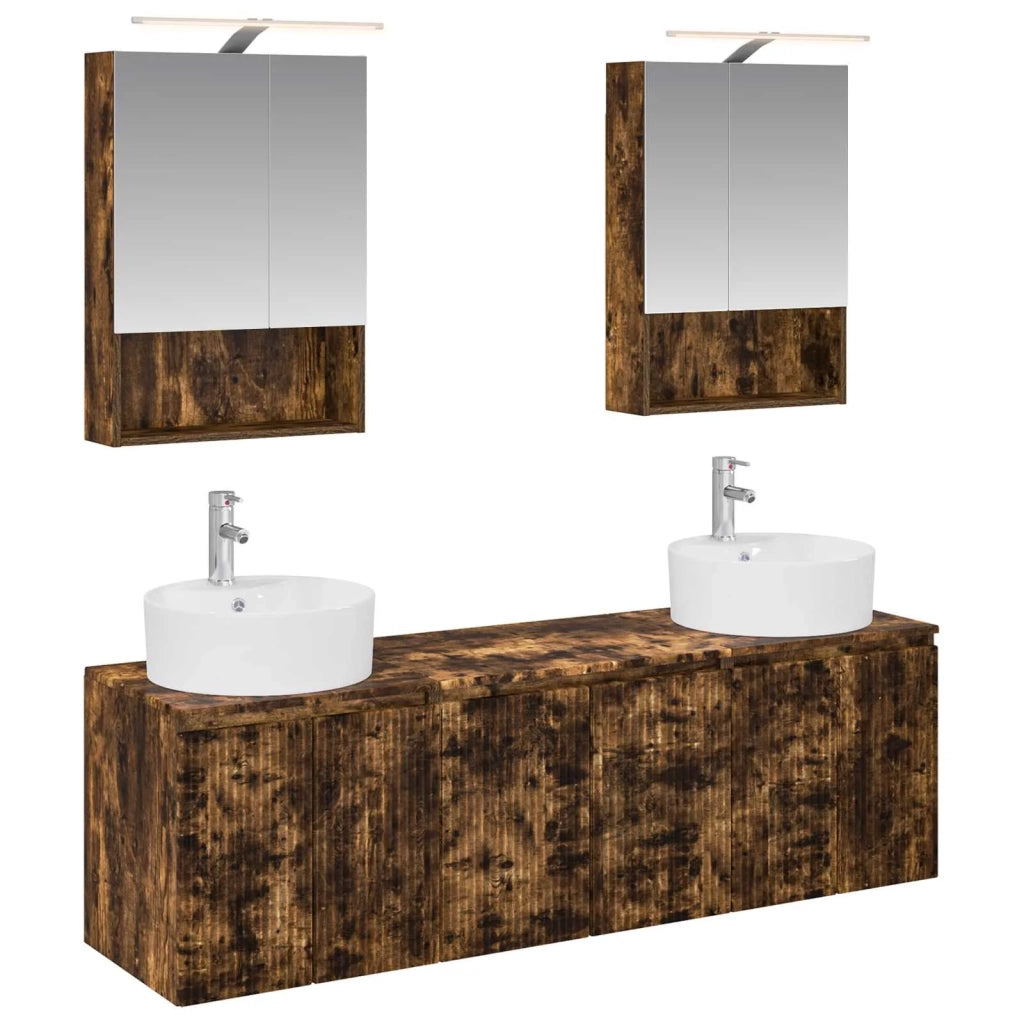 Set di Armadi da Bagno 5 pcs Rovere Fumo Legno ingegnerizzato 3406443