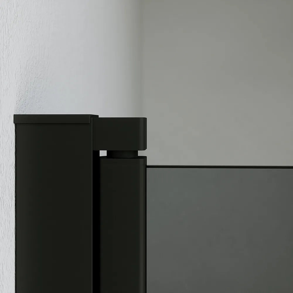 Porta doccia 90cm apertura saloon con profili nero opaco e vetro da 6mm fumè h195 | Elba
