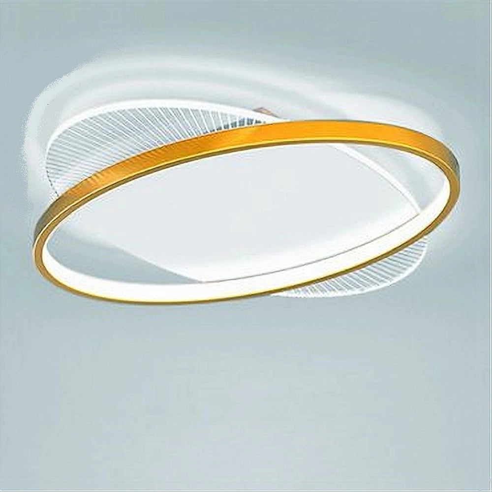 Trade Shop - Plafoniera Led 28 Watt Rotonda Oro Moderno Lampadario Soffitto Luce Fredda 71026 -