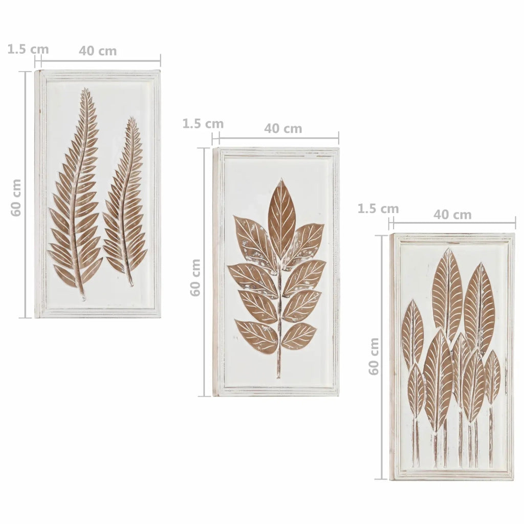 Decorazione artistica 3 pcs Marrone e bianco 40 x 40 x 1,5 cm