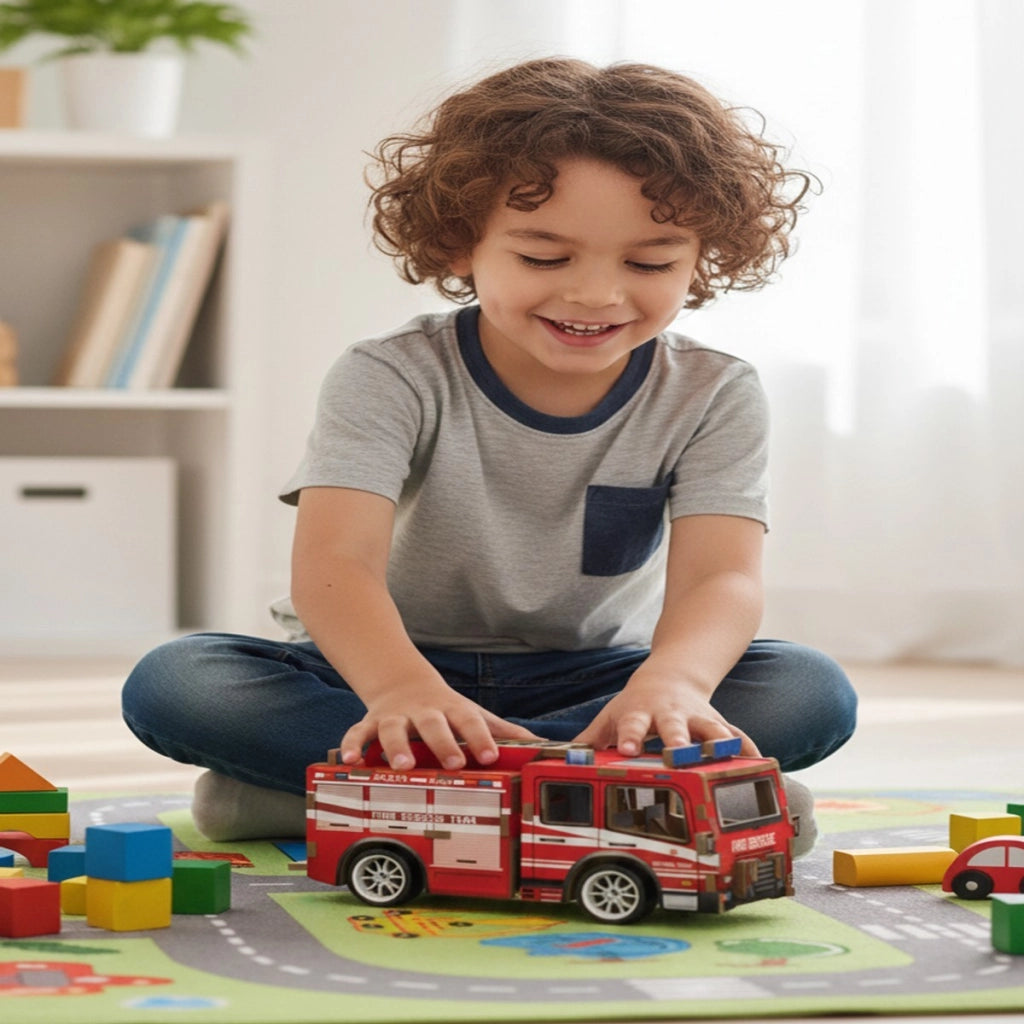 PUZZLE 3D CAMION POMPIERI LEGNO 29PZ GIOCO COSTRUZIONI BAMBINI MODELLINO VIGILI