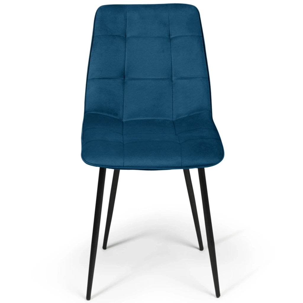 IDMarket - Set di 4 sedie da pranzo MILA in velluto blu