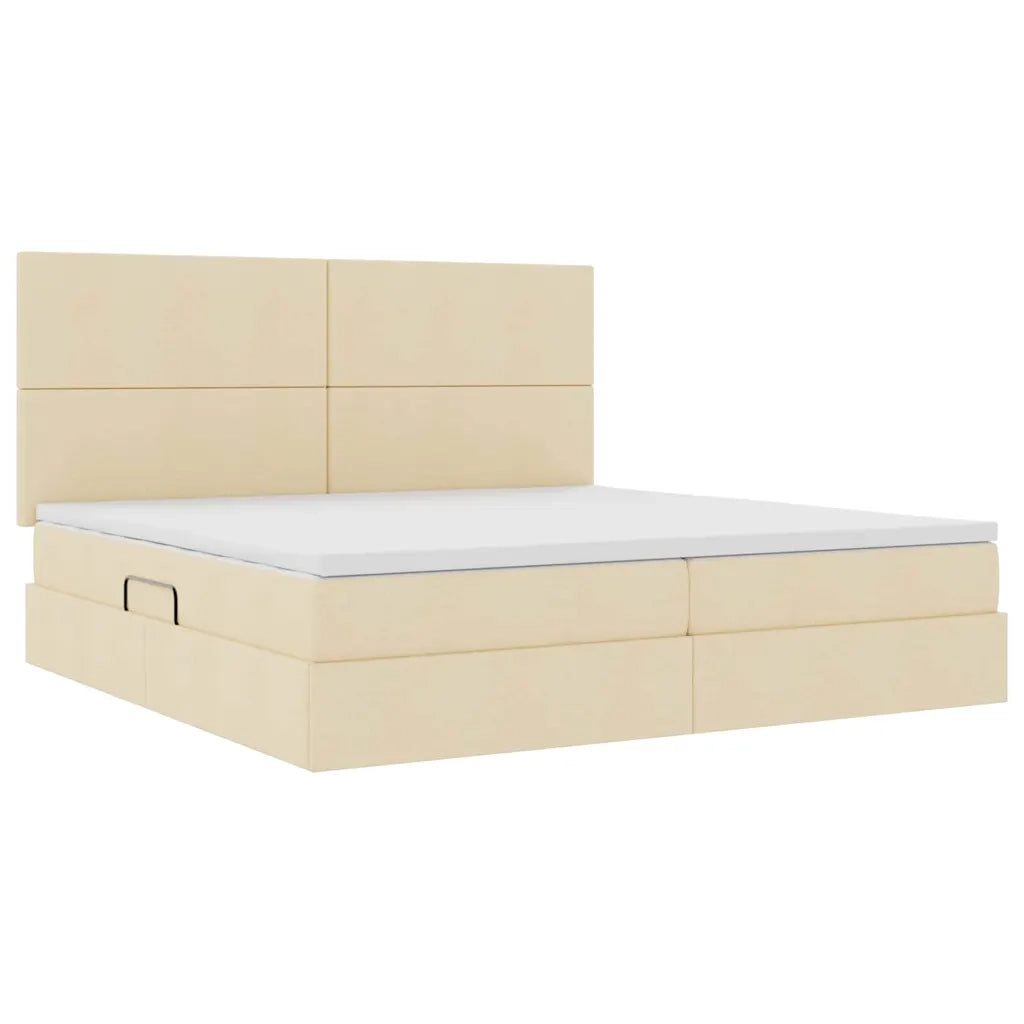 Letto con contenitore LED e materasso Crema 200 x 200 cm