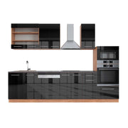 Cucina componibile Fame-Line Antracite lucido/Rovere dorato 300 cm con armadio alto, PL Antracite Vicco