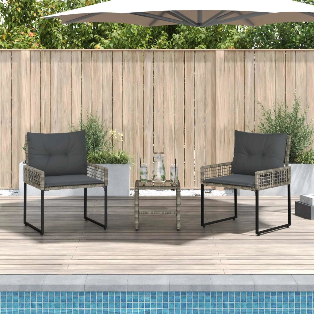 Set di Mobili da Esterno con cuscino 3 pcs Grigio