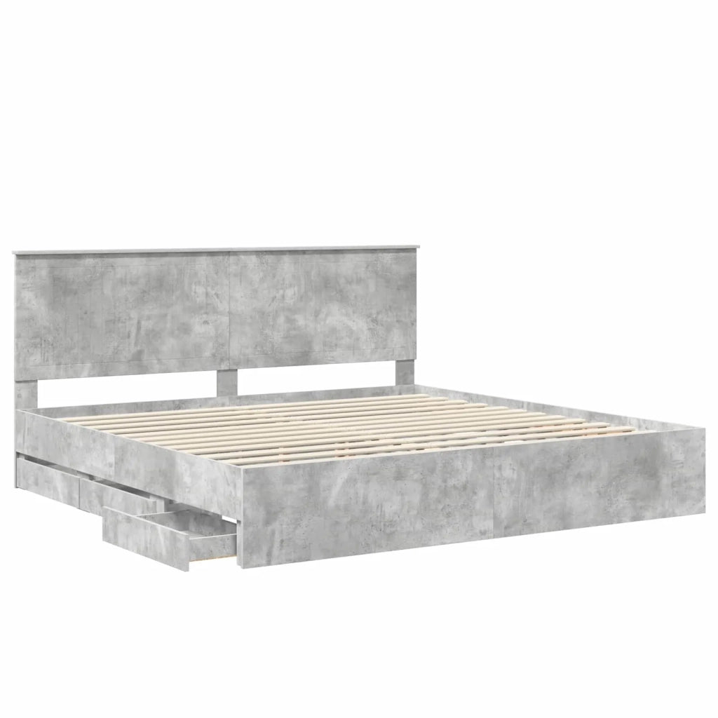 Letto matrimoniale | Letto per adulti | Struttura del letto con cassetto Grigio cemento 200 x 200 cm