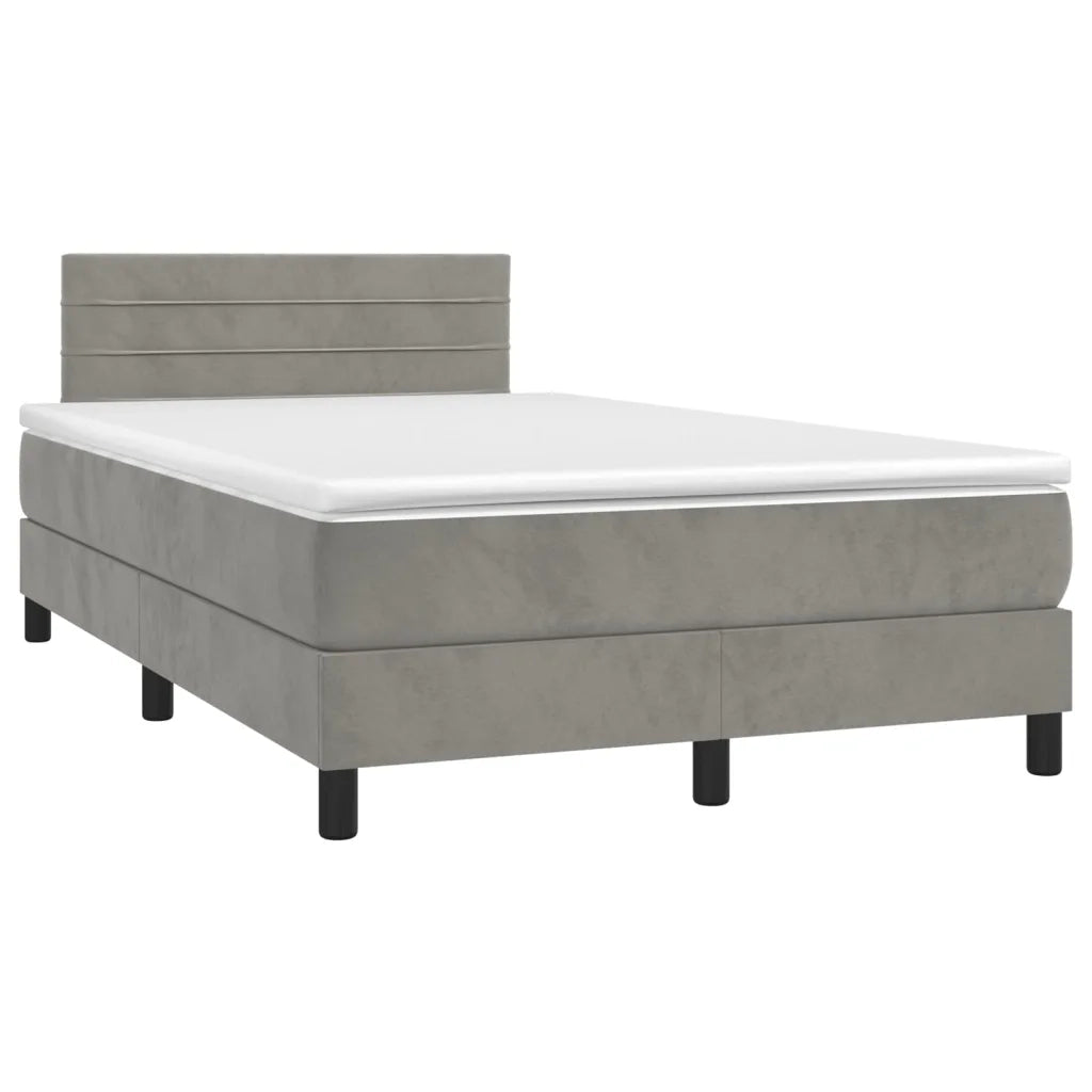 Giroletto a Molle con Materasso Grigio Chiaro 120x190cm Velluto