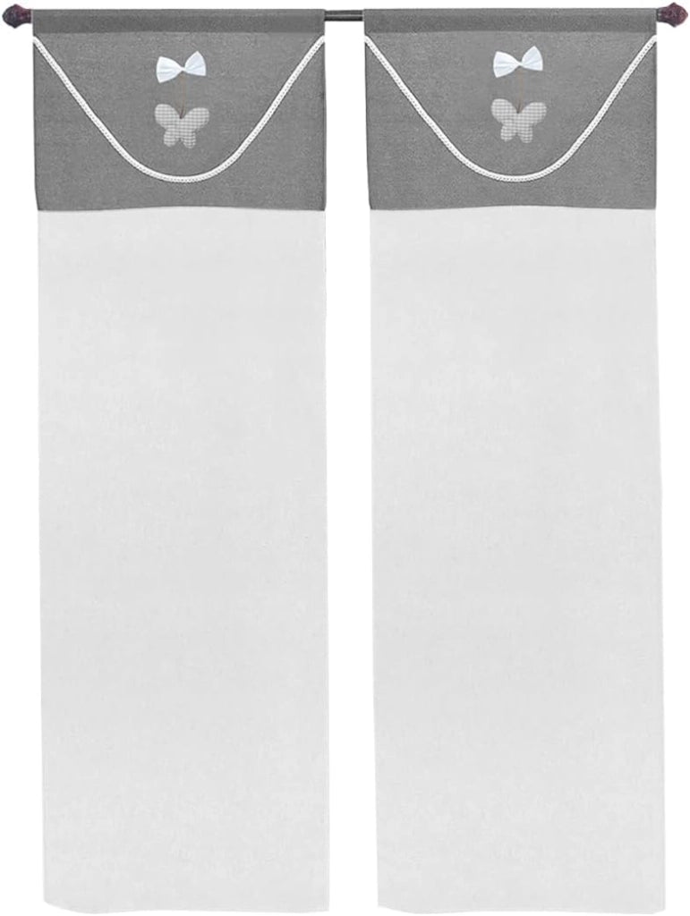 Tende Porta Finestra 60x150 cm Coppia 2 Pz Interno Semitrasparente Tessuto Pendente Grigio