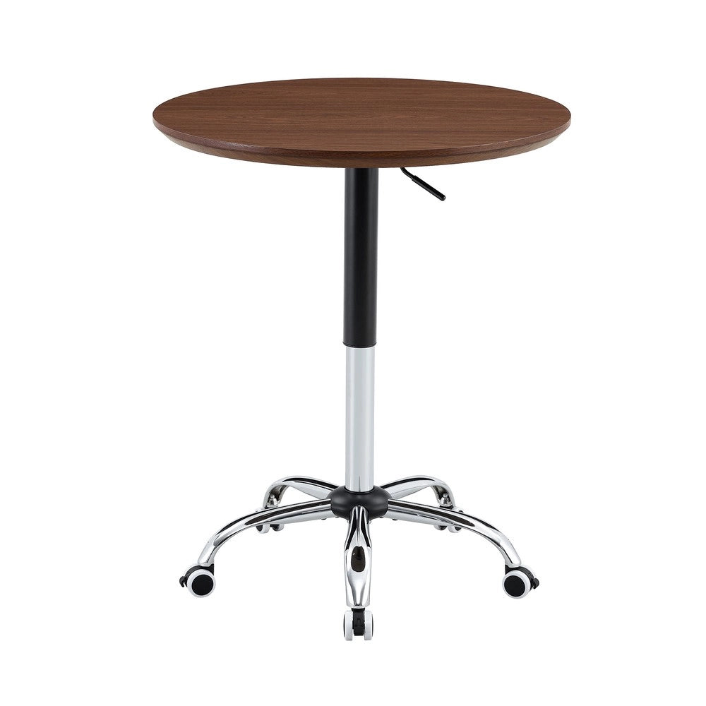 Tavolino Rotondo Regolabile con Ruote ¨C MINIMAL ¨C Noce, ?70 cm, Moderno