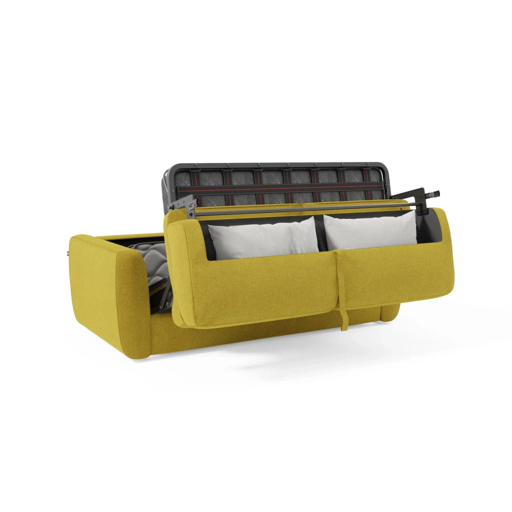 Leonida Divano letto sfoderabile e materasso H18 cm - vano portaguanciali in tessuto Smacchiabile T23 202 cm giallo sole