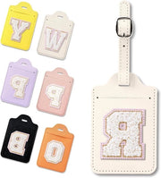 Etichette per bagagli in pelle PU con prima lettera personalizzabile - Regalo di viaggio ideale per ragazze adolescenti - Protezione della privacy - Accessori per valigie