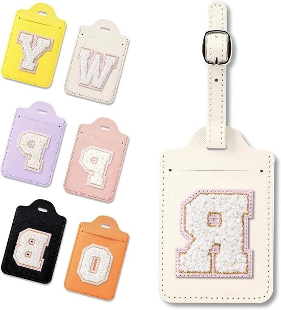 Etichette per bagagli in pelle PU con prima lettera personalizzabile - Regalo di viaggio ideale per ragazze adolescenti - Protezione della privacy - Accessori per valigie