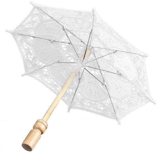 Ombrellone Vintage per Matrimonio - Maniglia in Legno - Dimensioni 11.4 Pollici - Opera di Altissima Qualità Artigianale Duratura