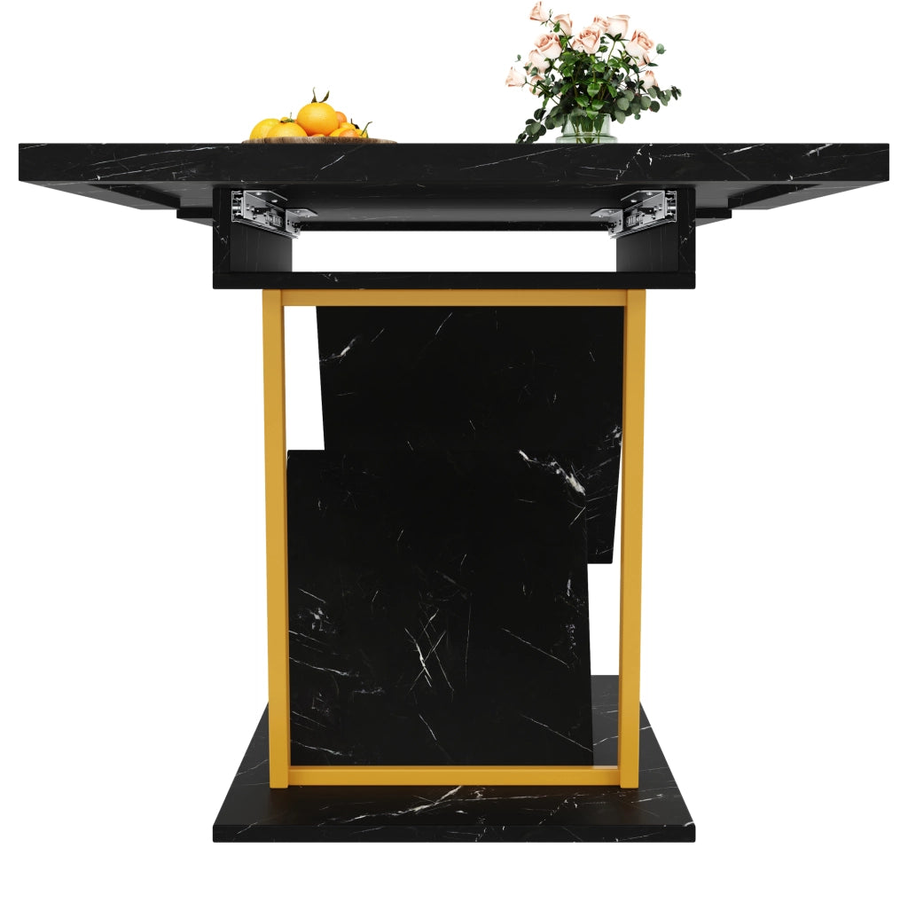 Tavolo da pranzo estensibile 110-140x80x76 cm; MDF e metallo nero