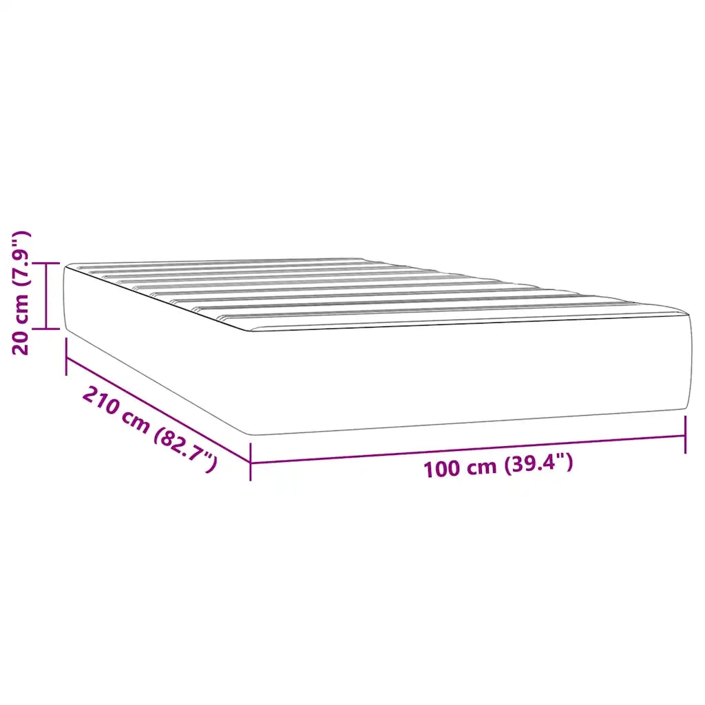 Materasso a Molle-Materasso per letto Blu Scuro 100x210x20 cm in Velluto