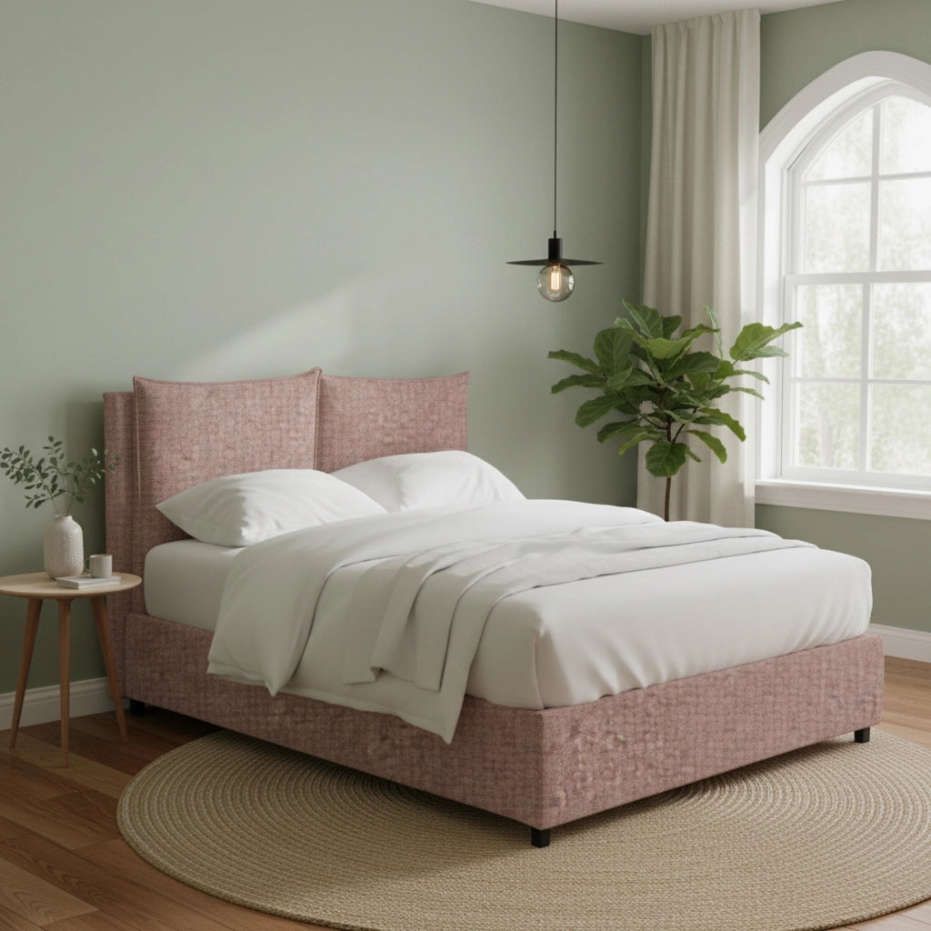 Liskeard, Letto Matrimoniale Sfoderabile Made in Italy, Rosa Antico