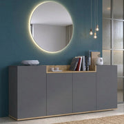 Madia Swink, Credenza 6 Ripiani Made in Italy, 160x35x70h cm Nero Antracite