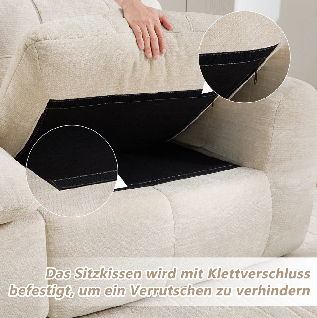 Divano modulare 2 posti in chenille beige; seduta profonda 194x97x68 cm; senza montaggio