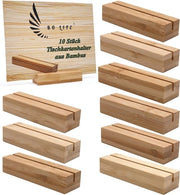 Pacchetto di 10 supporti per foto/kaart in legno, funzionali e multifunzionali, supporti per kaart in bambù decorativi e stabili, posizionatori per kaart.