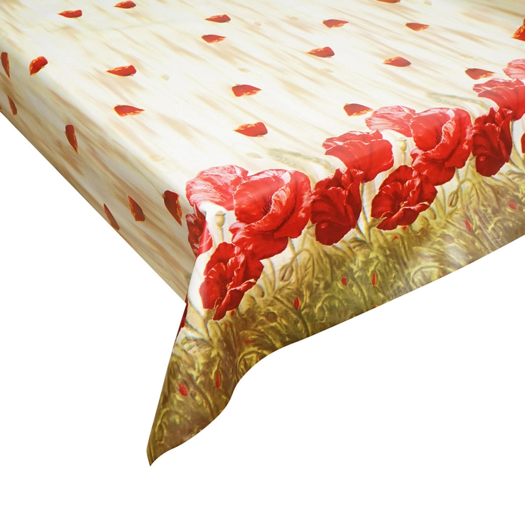 Rotolo tovaglia decorativa in PVC – modello floreale papaveri Materiale: PVC con supporto tessile (45 g/m²)  Dimensioni rotolo: 1,37 × 20 m Breckner Germany