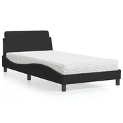 Letto con Materasso-Struttura Letto con Materasso Dover Nero 100x200 cm in Velluto