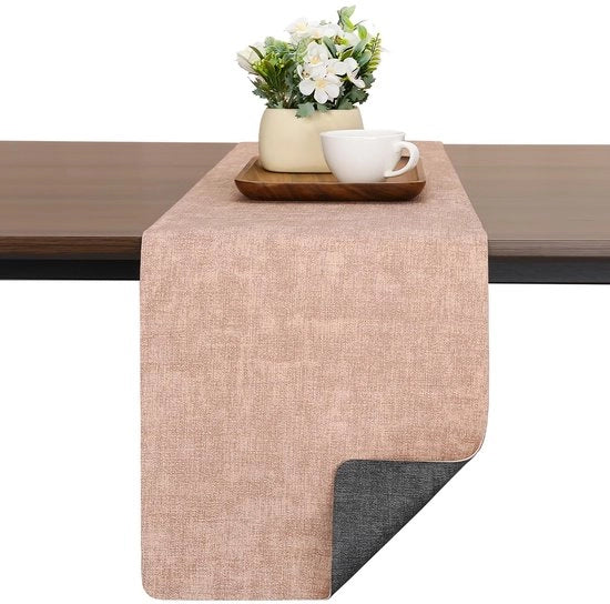 Tavolo da cocktail in plastica imitante legno, moderno, a doppia faccia, antiscivolo, resistente al calore, lavabile, tavolo da esterno, per decorazioni di tavola per matrimoni, compleanni, feste (grigio, rosa, 40 x 183 cm)