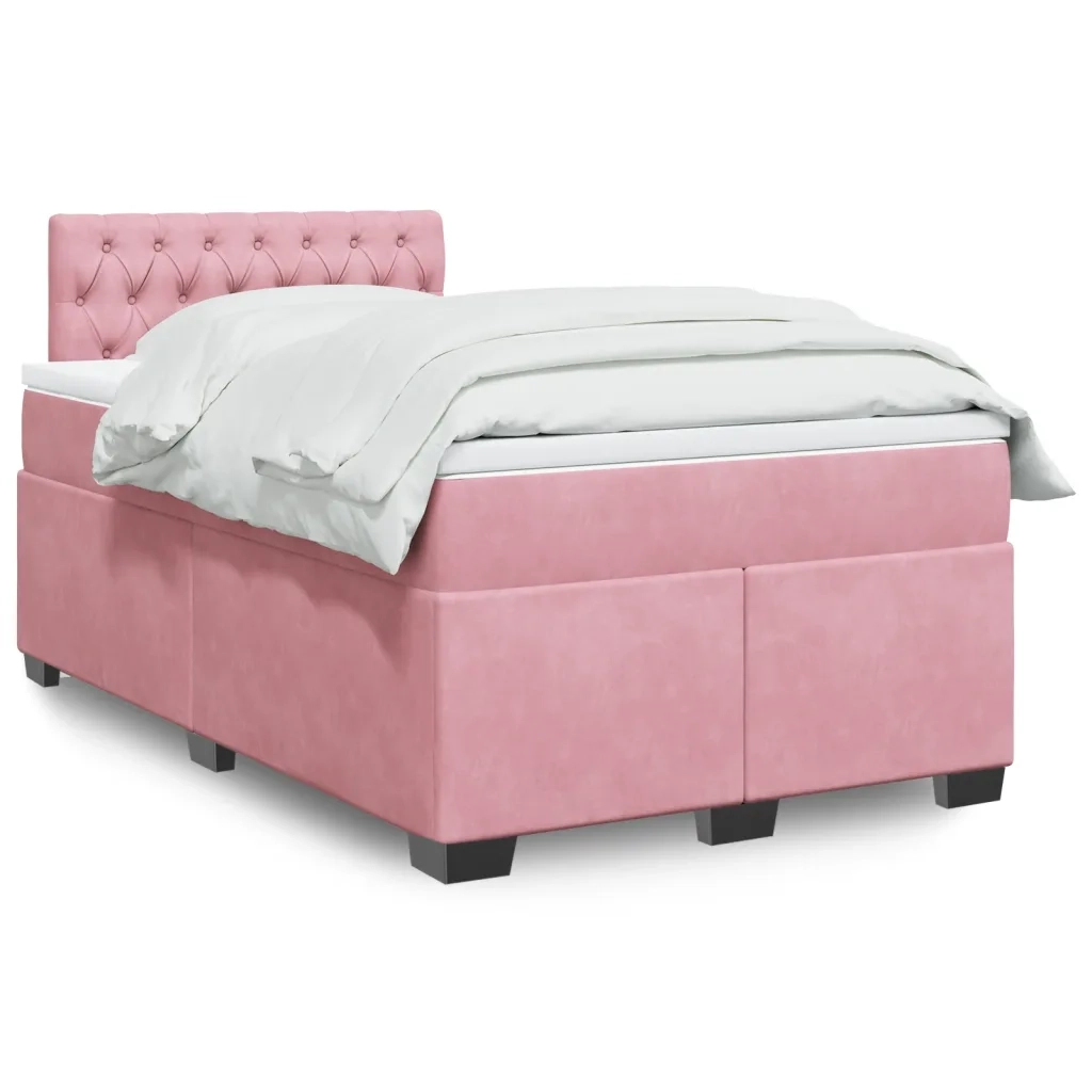 Giroletto a Molle con Materasso Rosa 120x200 cm in Velluto 3288593