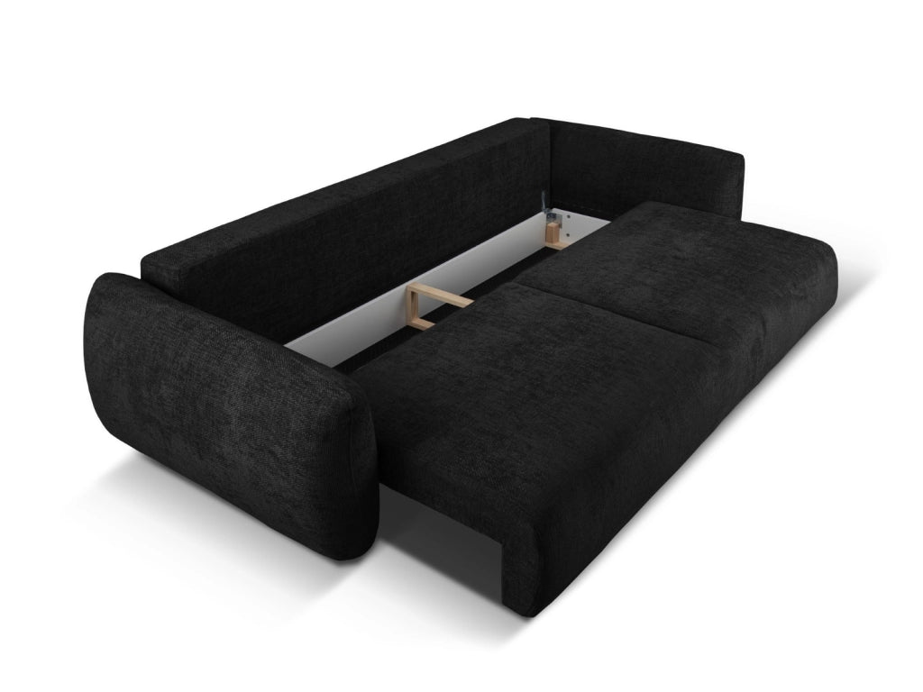 Cosmopolitan Design - Divano convertibile con contenitore "Matera" 3 posti in ciniglia nero 