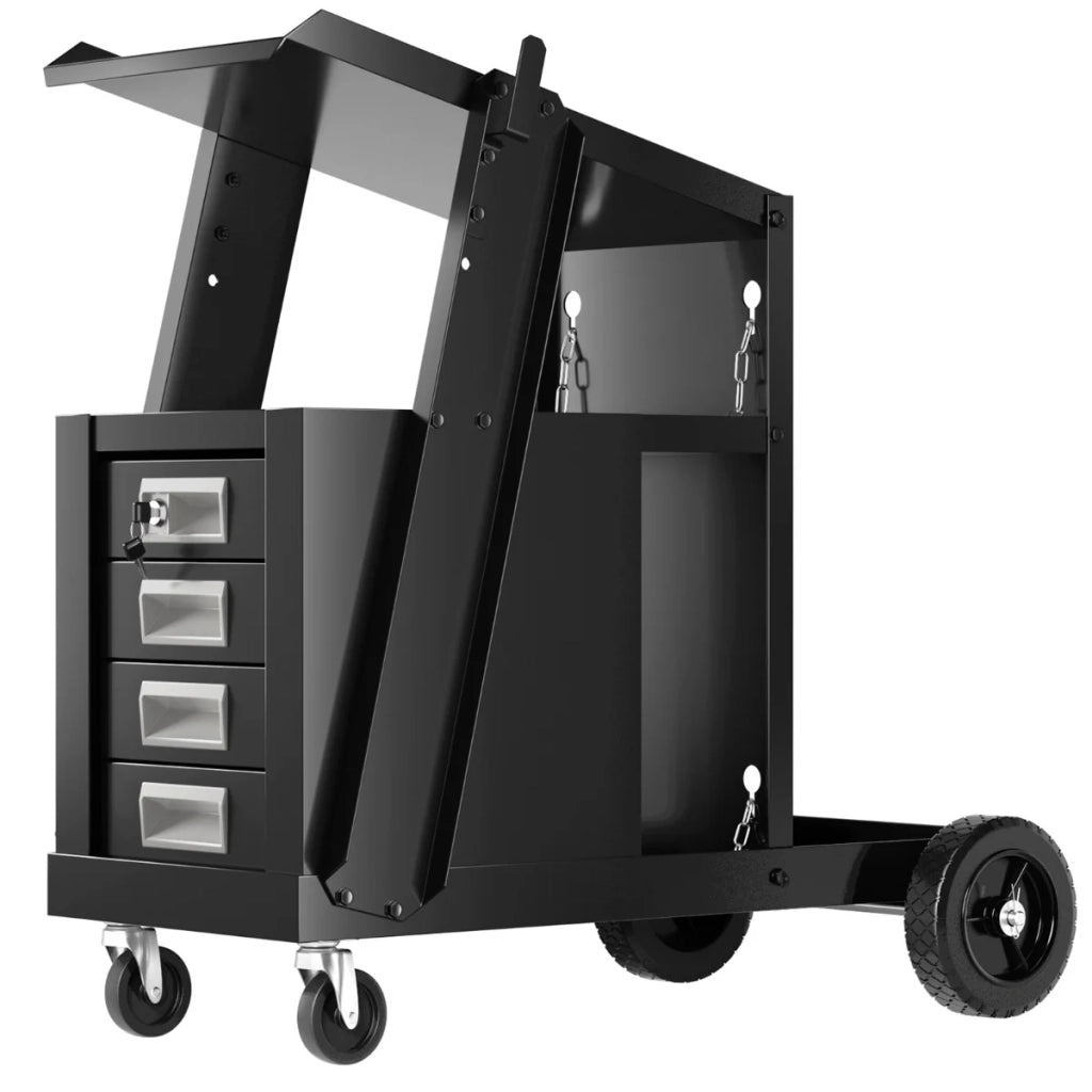 Carrello da officina con 4 cassetti 71 x 38 x 71 cm con serratura per bottiglia metallo nero 20_0011316