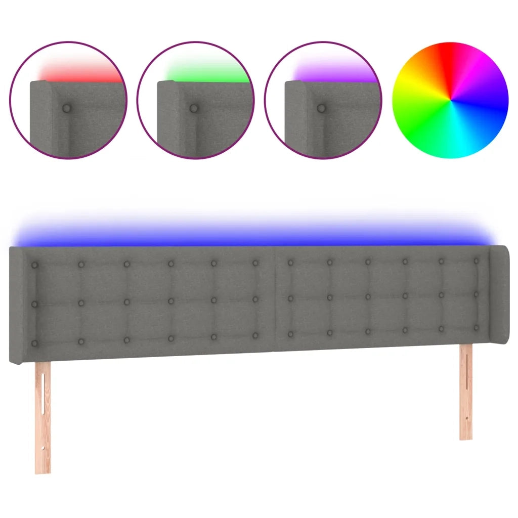 Testiera a LED Grigio Scuro 163x16x78/88 cm in Tessuto 3123677