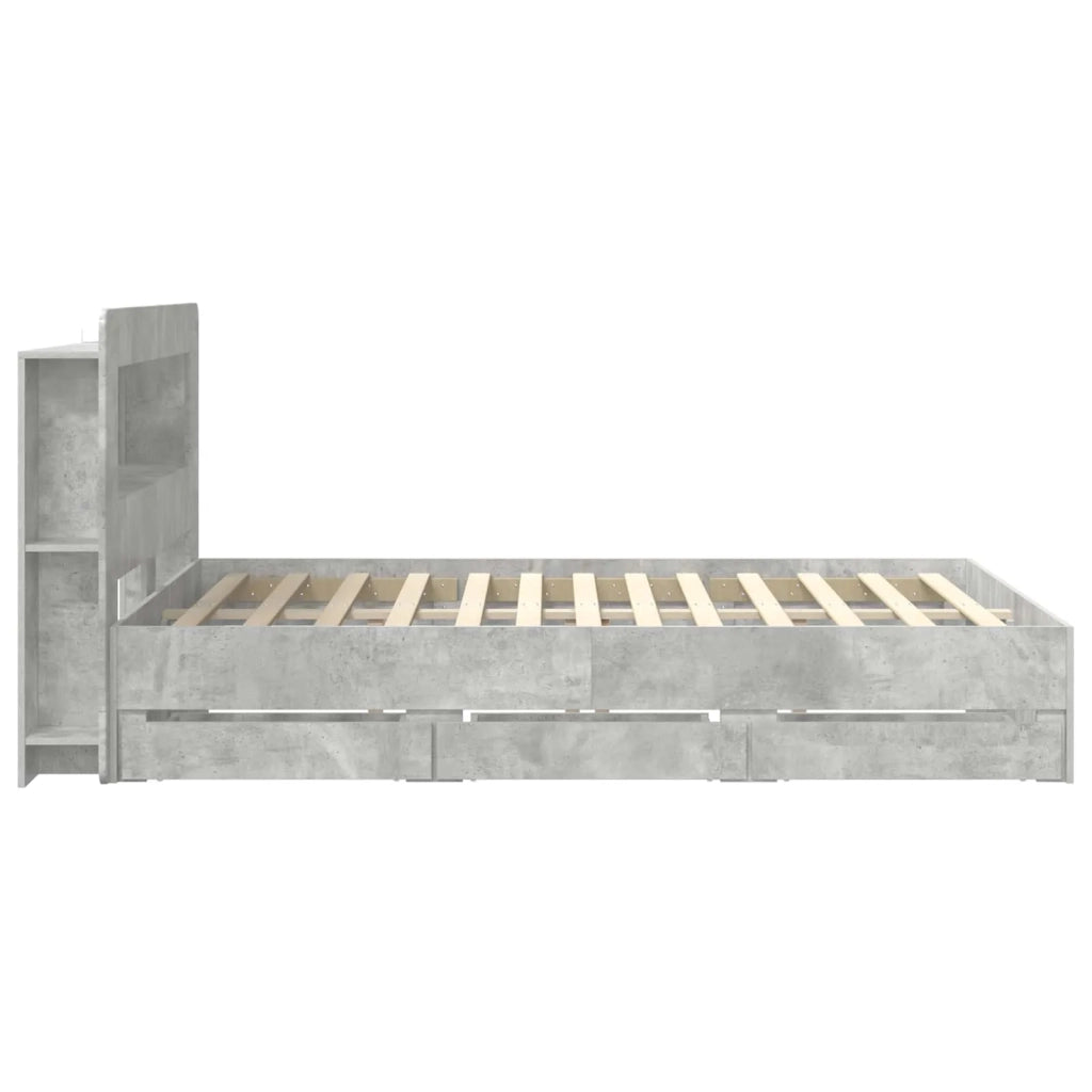 Struttura del letto con stoccaggio e testata Grigio Cemento 3434053