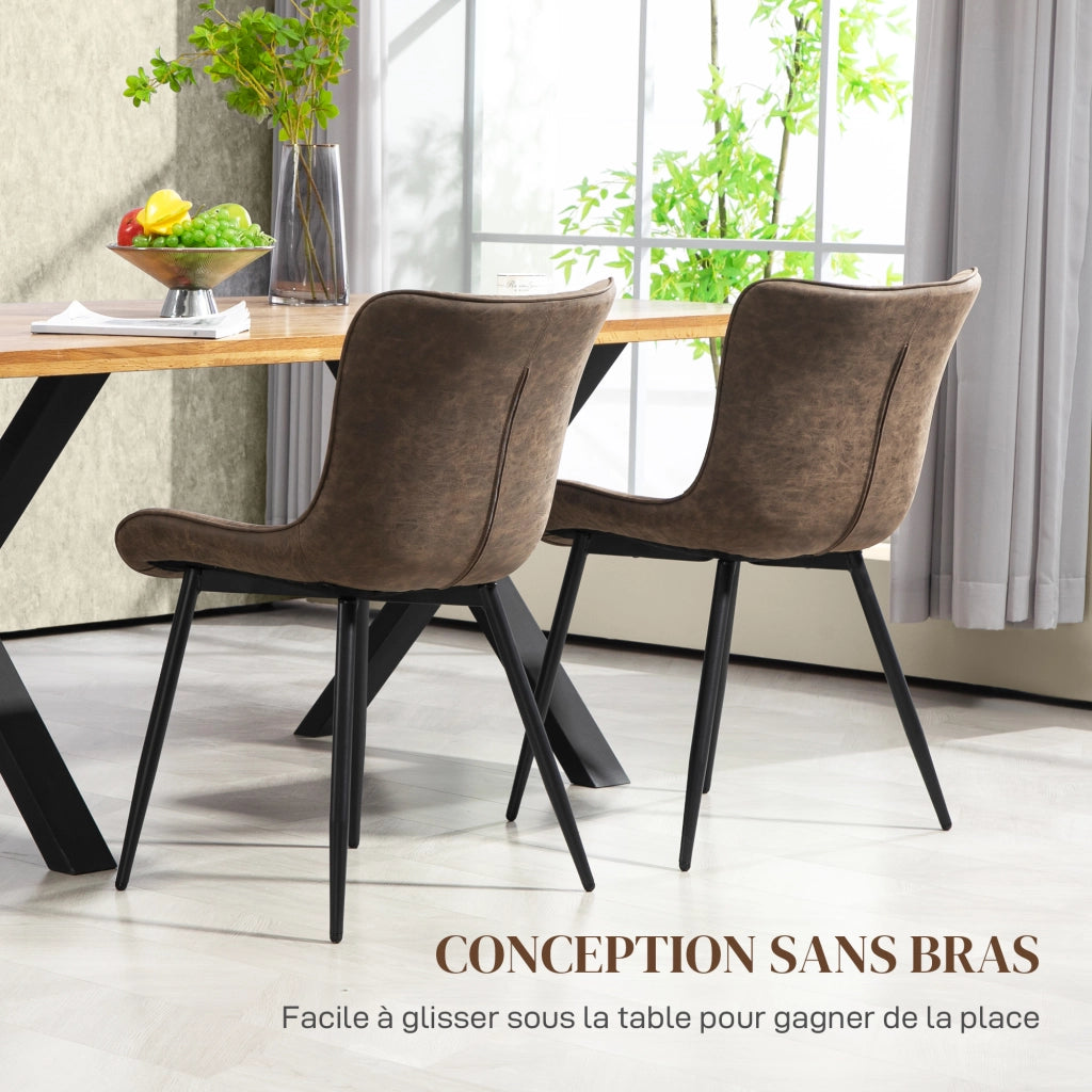 Set 2 Sedie da Pranzo Imbottite ¨C Xylo ¨C Velluto Marrone Schienale Capitonn¨¦ Design Moderno
