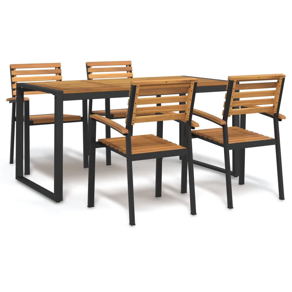 Set Pranzo da Giardino 5 pz Legno Massello di Acacia e Metallo
